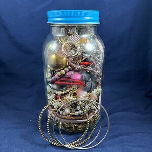 Mixed Craft Jewelry Lot 2+ lbs For Projects & Repurposing - Jar Not Included